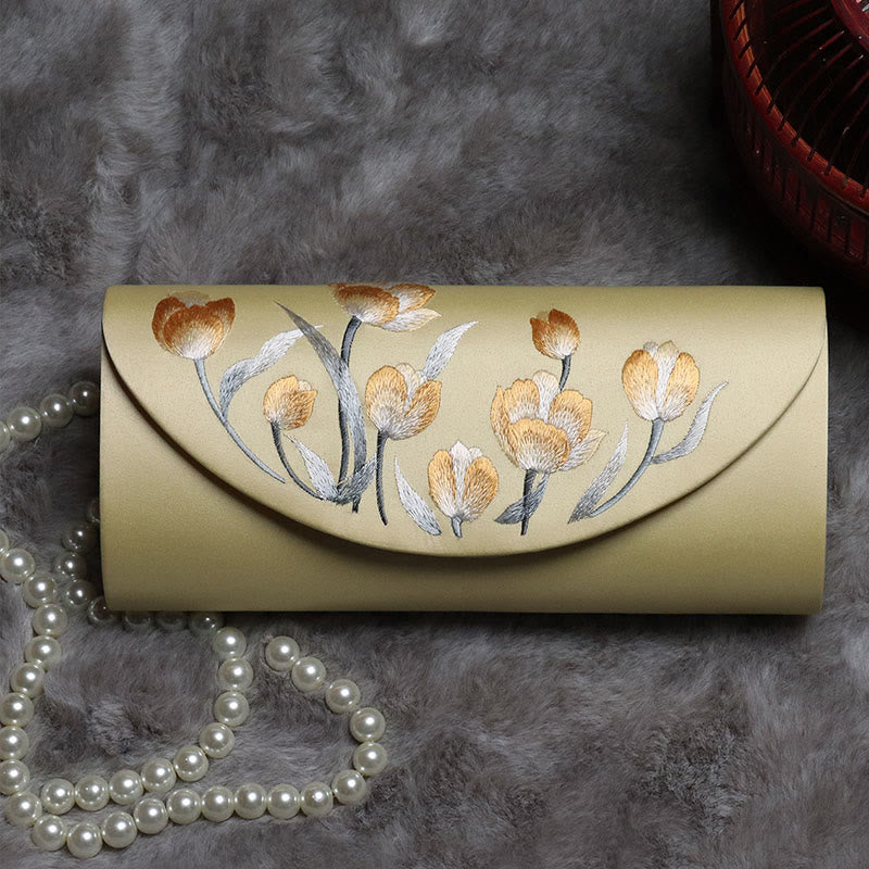 Buddha Stones Plum Bossom Tulipano Su Ricamo Borsa da sposa Borsa a tracolla Borsa a mano