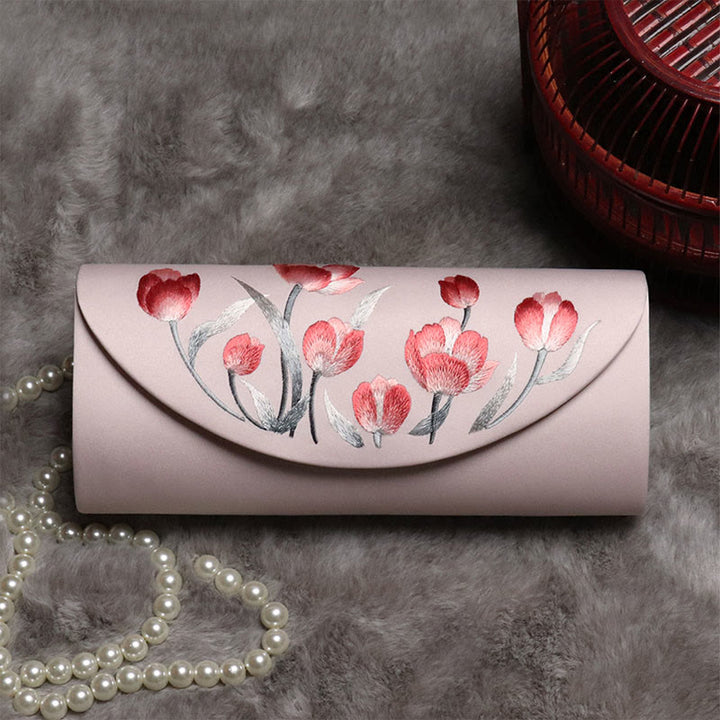 Buddha Stones Plum Bossom Tulipano Su Ricamo Borsa da sposa Borsa a tracolla Borsa a mano