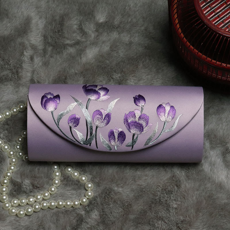 Buddha Stones Plum Bossom Tulipano Su Ricamo Borsa da sposa Borsa a tracolla Borsa a mano
