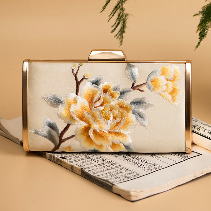 Buddha Stones Garofano Peonia Begonia Su Ricamo Borsa da sposa Borsa a tracolla Borsa a mano