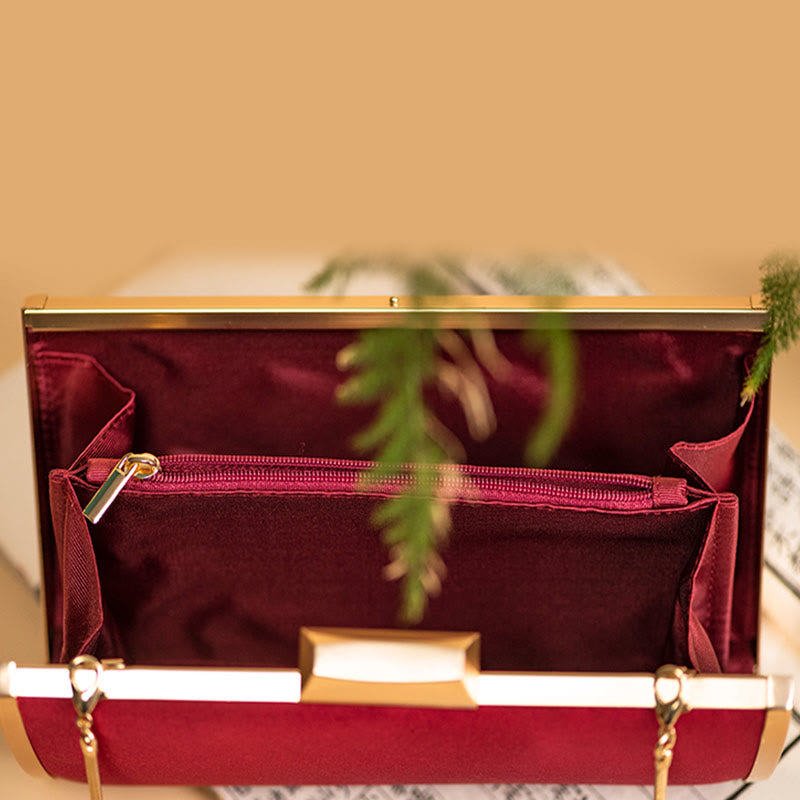 Buddha Stones Garofano Peonia Begonia Su Ricamo Borsa da sposa Borsa a tracolla Borsa a mano