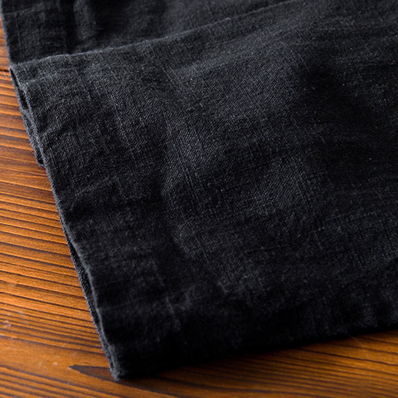 Abito cinese Tang con bottoni a forma di rana e motivo Buddha Stones, camicia da uomo in cotone e lino con tasche. - image 20