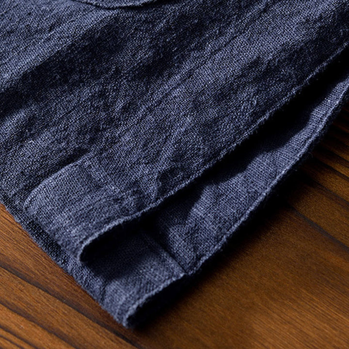 Abito cinese Tang con bottoni a forma di rana e motivo Buddha Stones, camicia da uomo in cotone e lino con tasche. - image 31