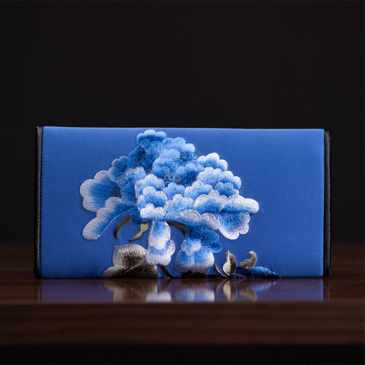 Buddha Stones Peony Flower Su Ricamo Viaggio Shopping Borsa Lunga Borsa a Mano