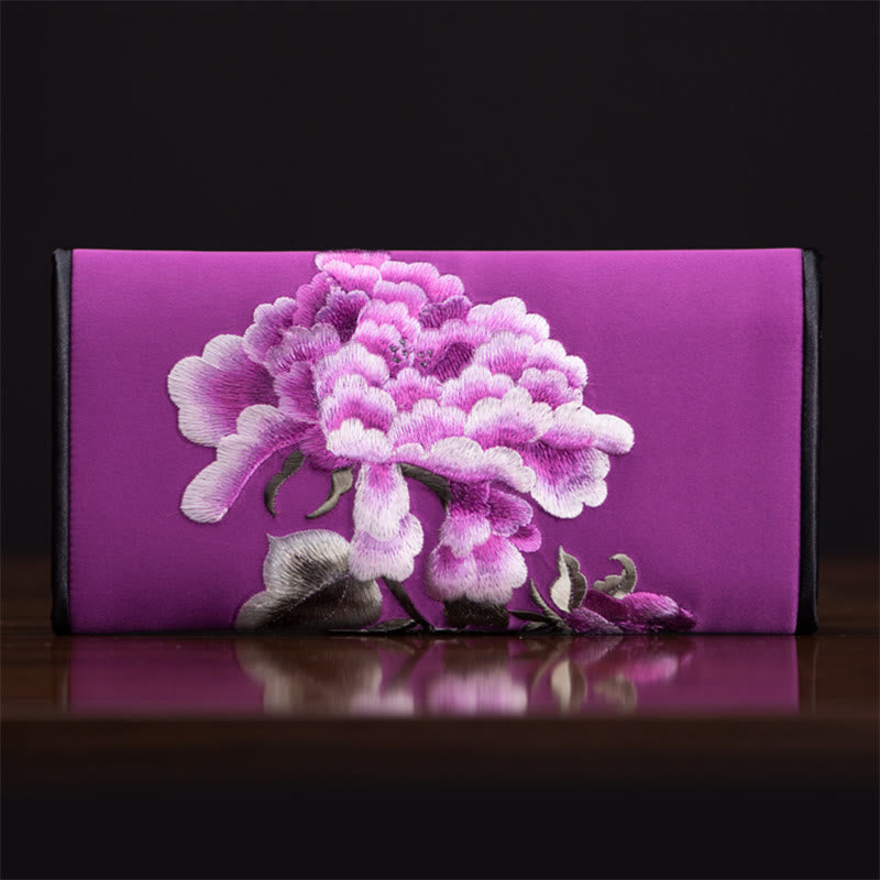 Buddha Stones Peony Flower Su Ricamo Viaggio Shopping Borsa Lunga Borsa a Mano