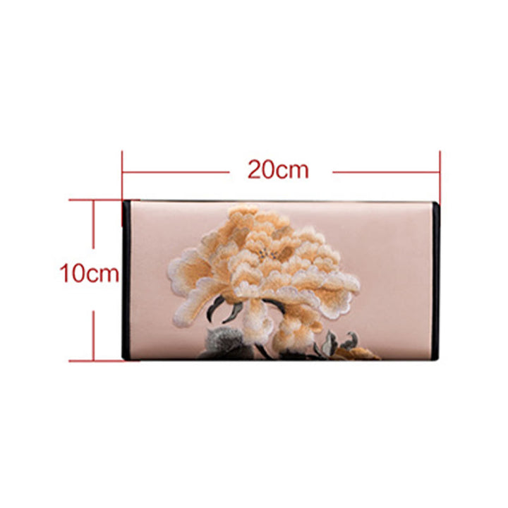 Buddha Stones Peony Flower Su Ricamo Viaggio Shopping Borsa Lunga Borsa a Mano