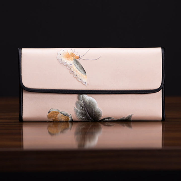 Buddha Stones Peony Flower Su Ricamo Viaggio Shopping Borsa Lunga Borsa a Mano