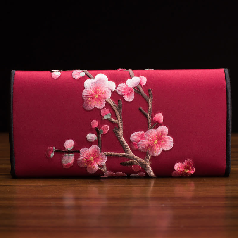 Buddha Stones Plum Bossom Su Ricamo Viaggio Shopping Borsa Lunga Borsa a Mano