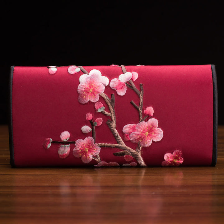 Buddha Stones Plum Bossom Su Ricamo Viaggio Shopping Borsa Lunga Borsa a Mano