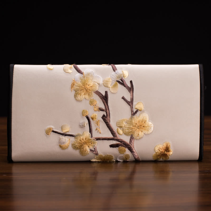 Buddha Stones Plum Bossom Su Ricamo Viaggio Shopping Borsa Lunga Borsa a Mano