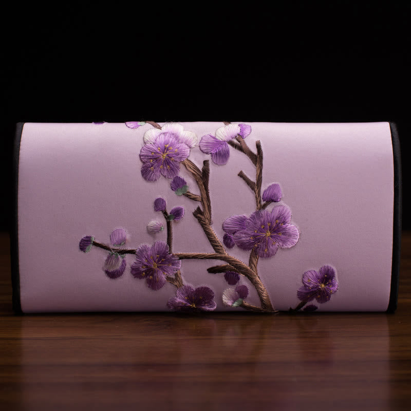 Buddha Stones Plum Bossom Su Ricamo Viaggio Shopping Borsa Lunga Borsa a Mano