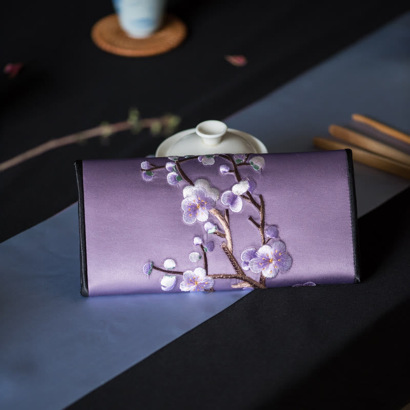 Buddha Stones Plum Bossom Su Ricamo Viaggio Shopping Borsa Lunga Borsa a Mano