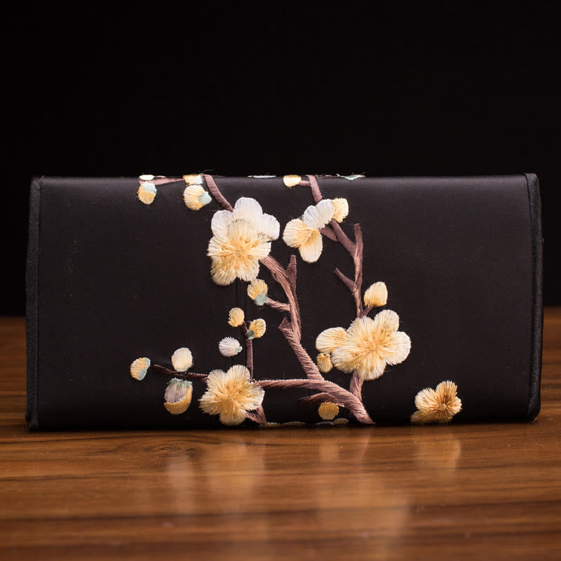 Buddha Stones Plum Bossom Su Ricamo Viaggio Shopping Borsa Lunga Borsa a Mano