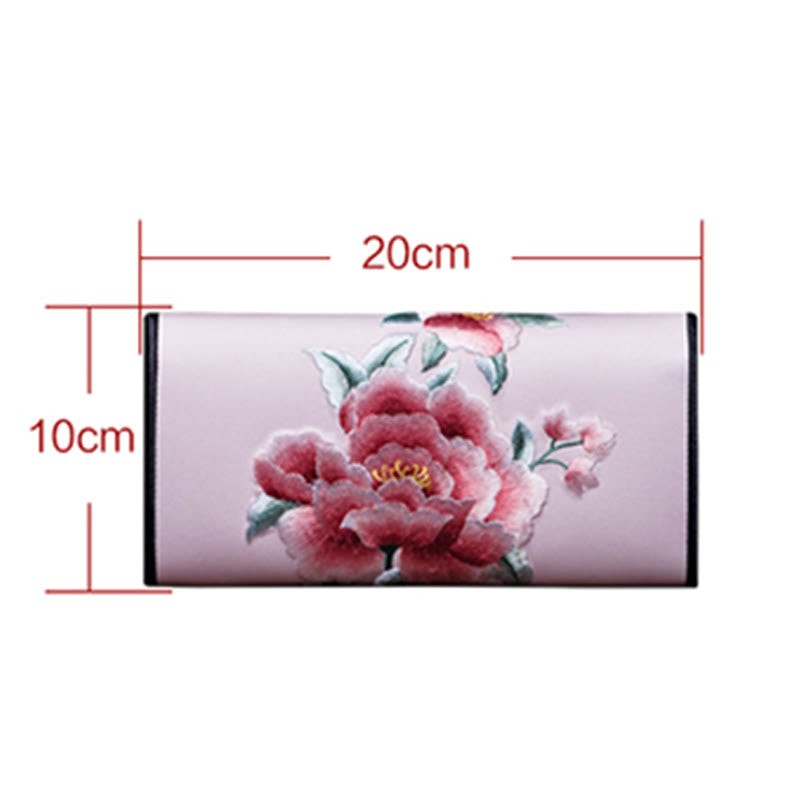 Buddha Stones Peony Su Ricamo Viaggio Shopping Borsa Lunga Borsa a Mano