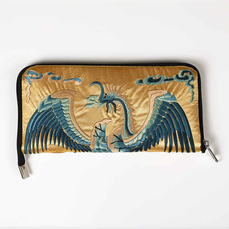 Buddha Stones Bestia Mitica Fenice Drago Qilin Su Ricamo Cartella Biglietti Viaggio Shopping Borsa Borsa