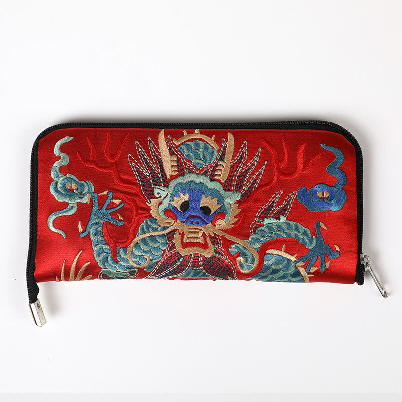 Buddha Stones Bestia Mitica Fenice Drago Qilin Su Ricamo Cartella Biglietti Viaggio Shopping Borsa Borsa
