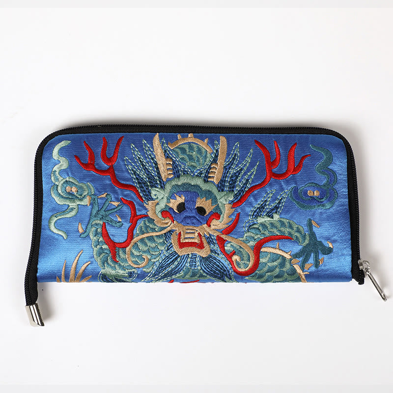 Buddha Stones Bestia Mitica Fenice Drago Qilin Su Ricamo Cartella Biglietti Viaggio Shopping Borsa Borsa