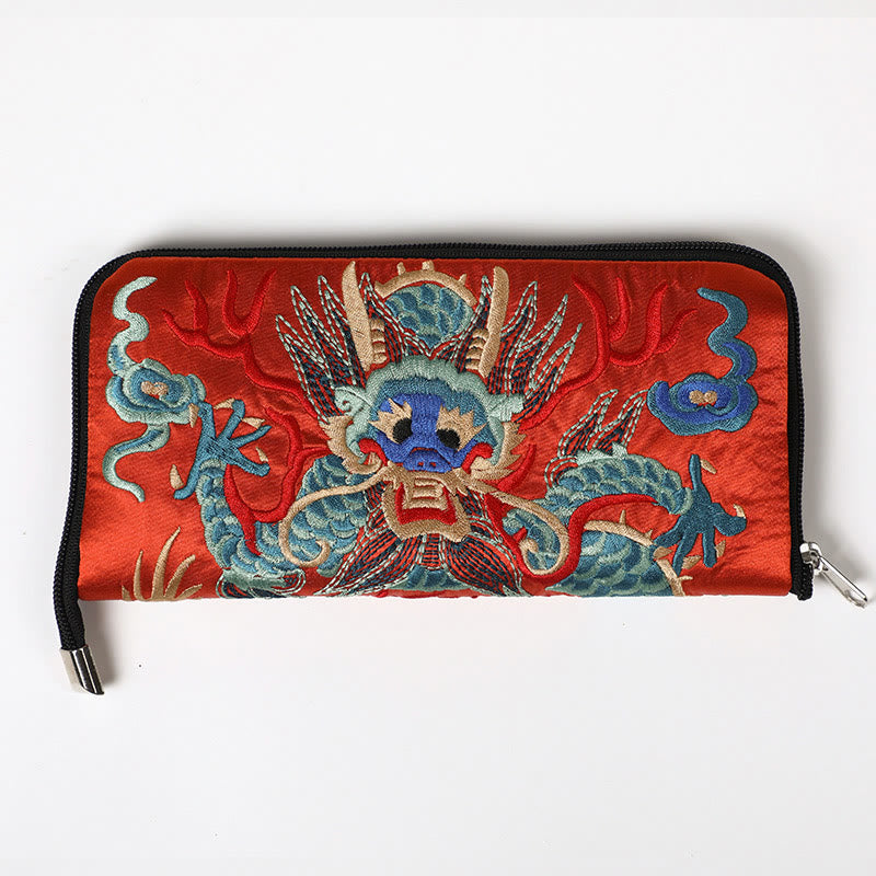 Buddha Stones Bestia Mitica Fenice Drago Qilin Su Ricamo Cartella Biglietti Viaggio Shopping Borsa Borsa