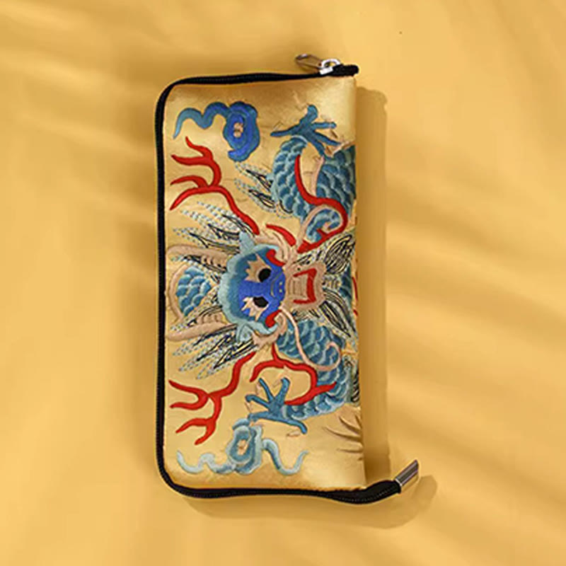 Buddha Stones Bestia Mitica Fenice Drago Qilin Su Ricamo Cartella Biglietti Viaggio Shopping Borsa Borsa