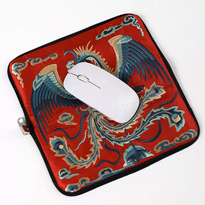 Buddha Stones Bestia Mitica Fenice Drago Qilin Su Ricamo Cartella Biglietti Viaggio Shopping Borsa Borsa