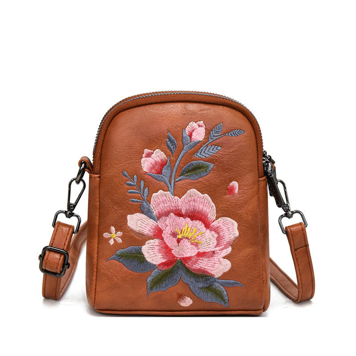 Borsa a tracolla con ricamo Buddha Stones Lotus Su Journey Shopping Bag