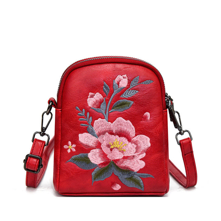 Borsa a tracolla con ricamo Buddha Stones Lotus Su Journey Shopping Bag