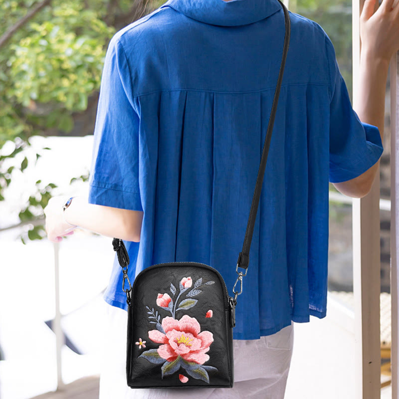 Borsa a tracolla con ricamo Buddha Stones Lotus Su Journey Shopping Bag
