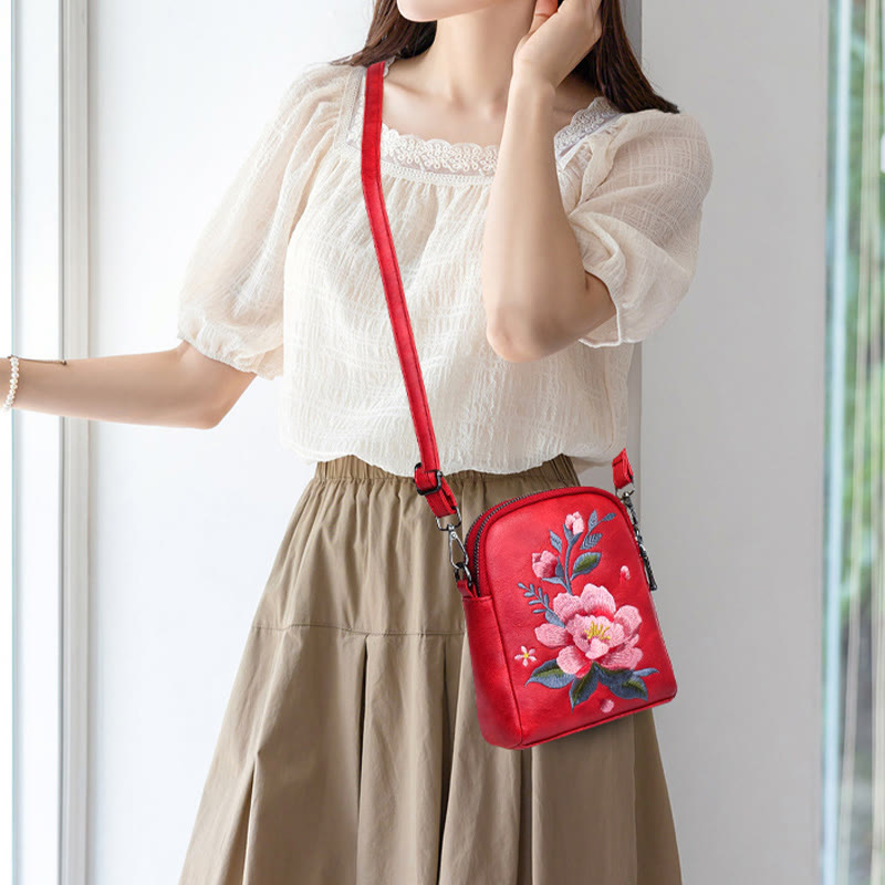 Borsa a tracolla con ricamo Buddha Stones Lotus Su Journey Shopping Bag