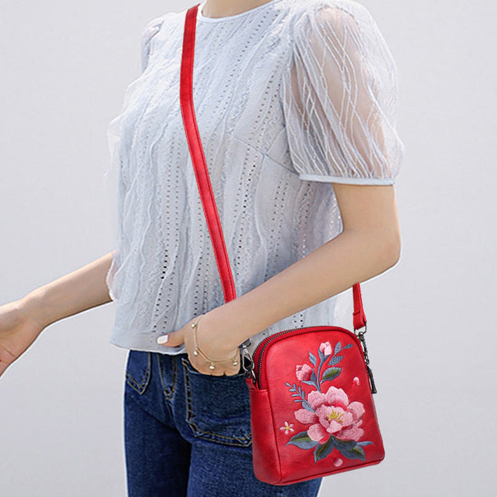Borsa a tracolla con ricamo Buddha Stones Lotus Su Journey Shopping Bag