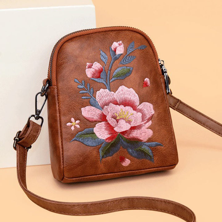 Borsa a tracolla con ricamo Buddha Stones Lotus Su Journey Shopping Bag