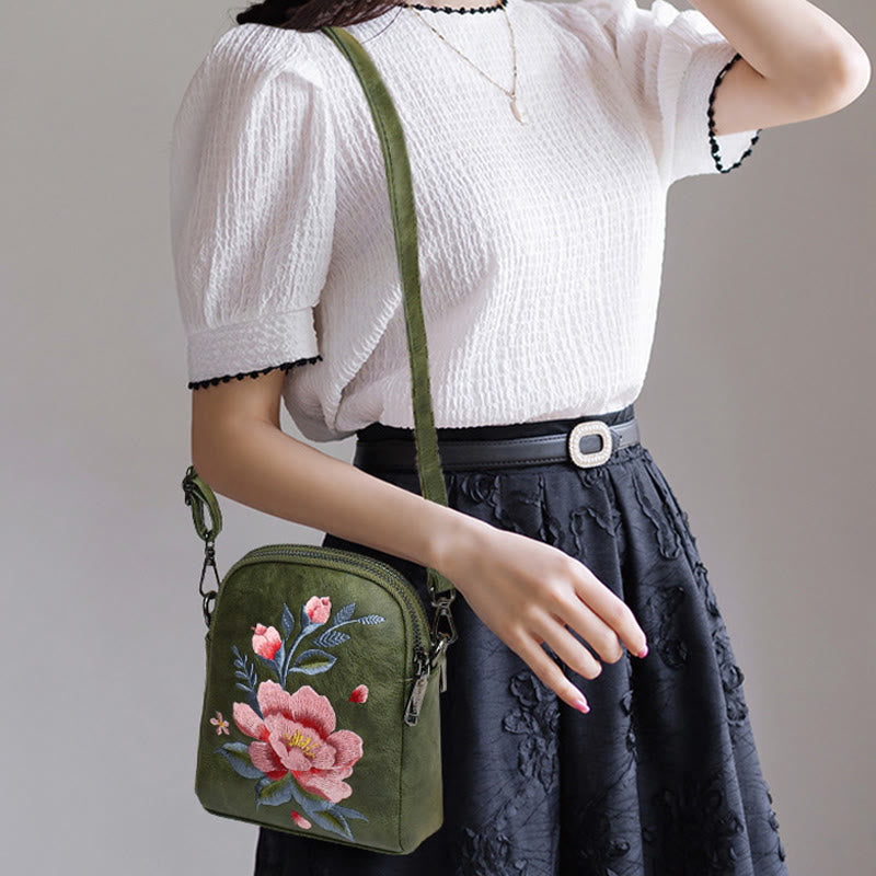 Borsa a tracolla con ricamo Buddha Stones Lotus Su Journey Shopping Bag