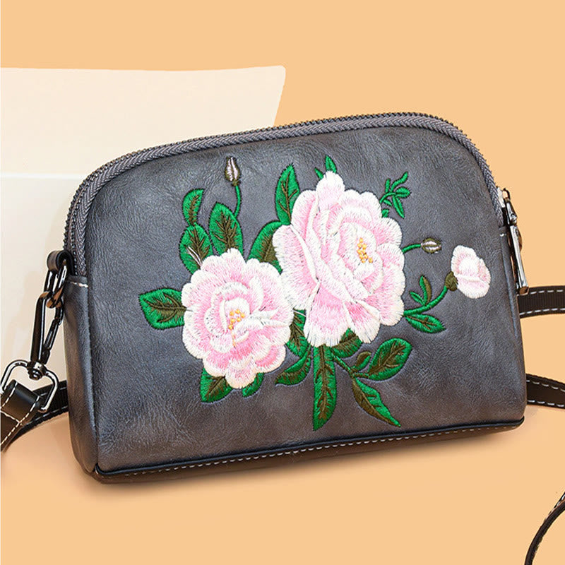 Buddha Stones Peonia Melograno Fiori Su Ricamo Viaggio Borsa per la spesa Borsa a tracolla Borsa a tracolla