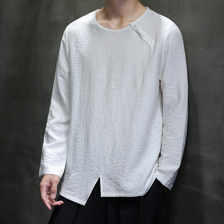 Buddha Stones Fall Solid Girocollo Manica Lunga T-Shirt Cotone Abbigliamento Uomo - image 10