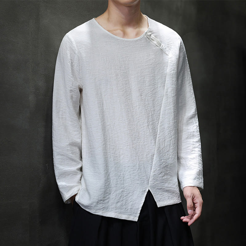 Buddha Stones Fall Solid Girocollo Manica Lunga T-Shirt Cotone Abbigliamento Uomo - image 20