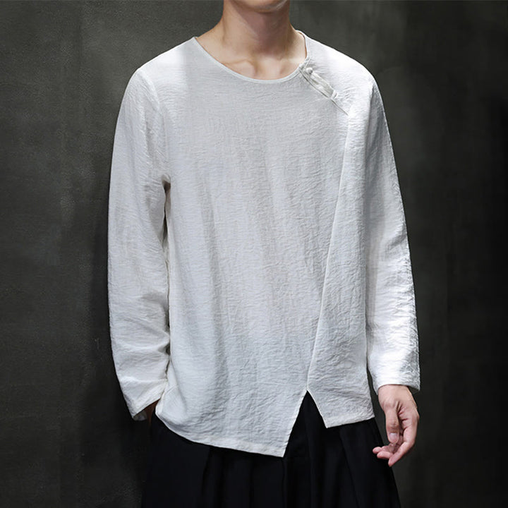 Buddha Stones Fall Solid Girocollo Manica Lunga T-Shirt Cotone Abbigliamento Uomo - image 20