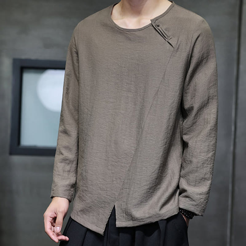 Buddha Stones Fall Solid Girocollo Manica Lunga T-Shirt Cotone Abbigliamento Uomo - image 33