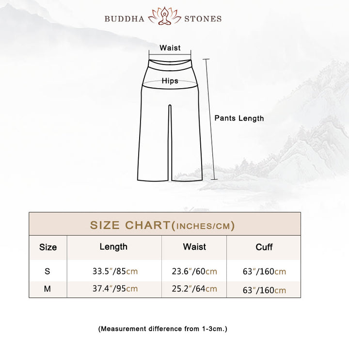 Pantaloni larghi in cotone e lino casual da donna Buddha Stones per yoga e danza - image 5