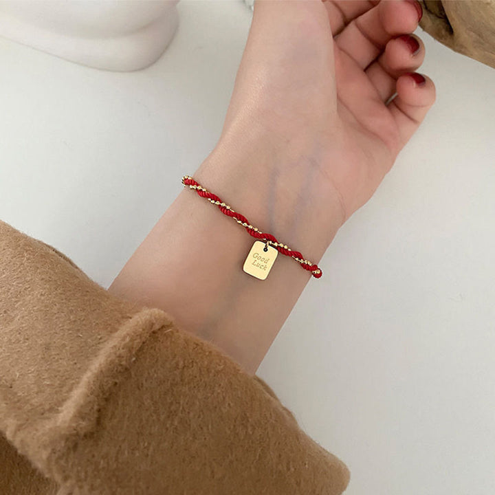 Braccialetto Buddha Stones Red String Gold Plated Copper Good Luck Strength