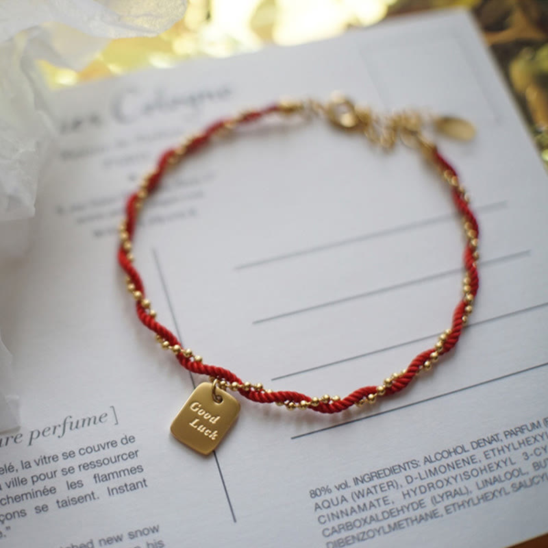 Braccialetto Buddha Stones Red String Gold Plated Copper Good Luck Strength