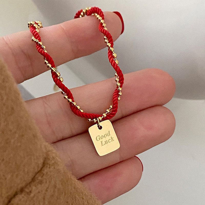 Braccialetto Buddha Stones Red String Gold Plated Copper Good Luck Strength