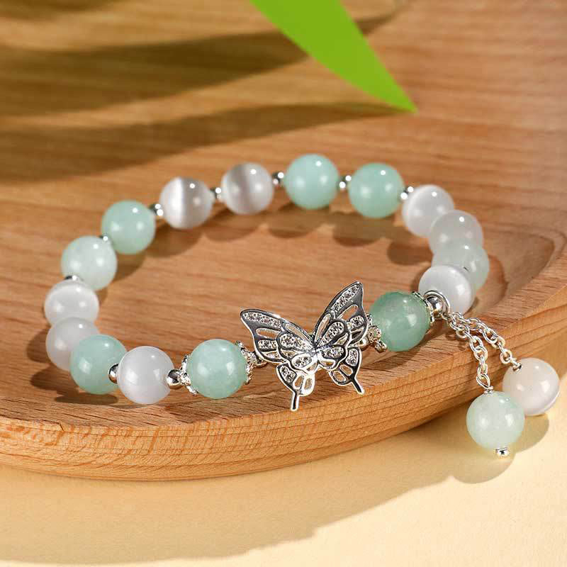 Braccialetto Buddha Stones Chrysoberyl Cat's Eye Chalcedony Butterfly Love
