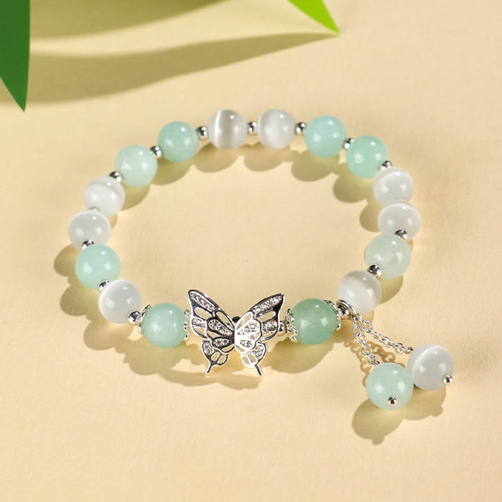 Braccialetto Buddha Stones Chrysoberyl Cat's Eye Chalcedony Butterfly Love