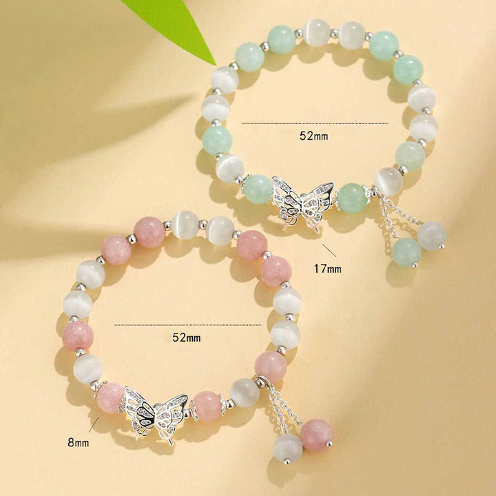Braccialetto Buddha Stones Chrysoberyl Cat's Eye Chalcedony Butterfly Love