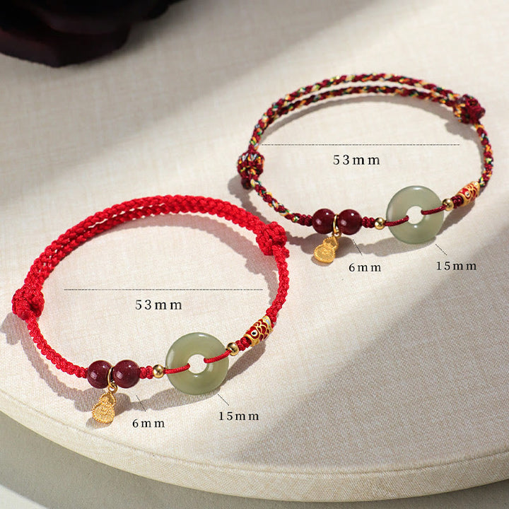 Buddha Stones, filo rosso, filo nero, giada Hetian, fibbia della pace, cinabro, braccialetto di protezione in argento 925