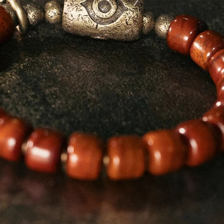 Buddha Stones Yak Bone Dzi Forma Rame Cono Pendente Bracciale Forza
