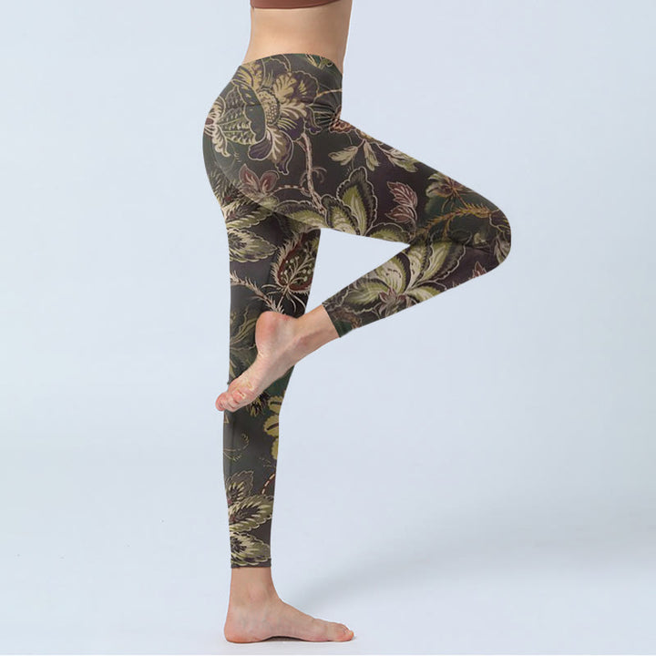 Leggings sportivi da fitness con stampa floreale e Buddha Stones, pantaloni da yoga da donna - image 3