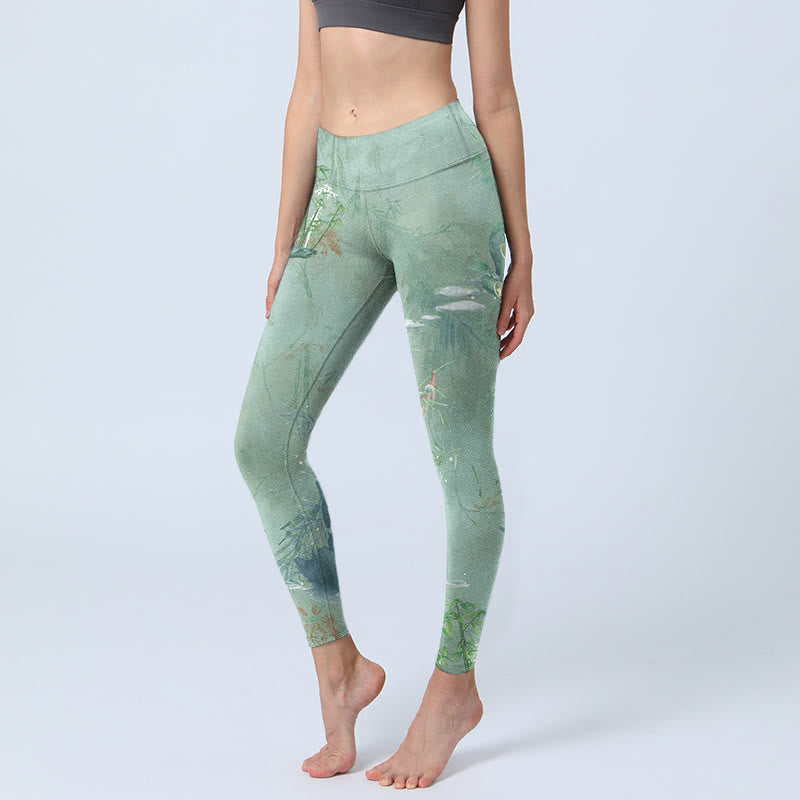 Leggings sportivi da fitness con stampa di pietre Buddha Stones , pantaloni da yoga da donna - Melata - US18, UK/AU22, EU50 (4XL) - image 0