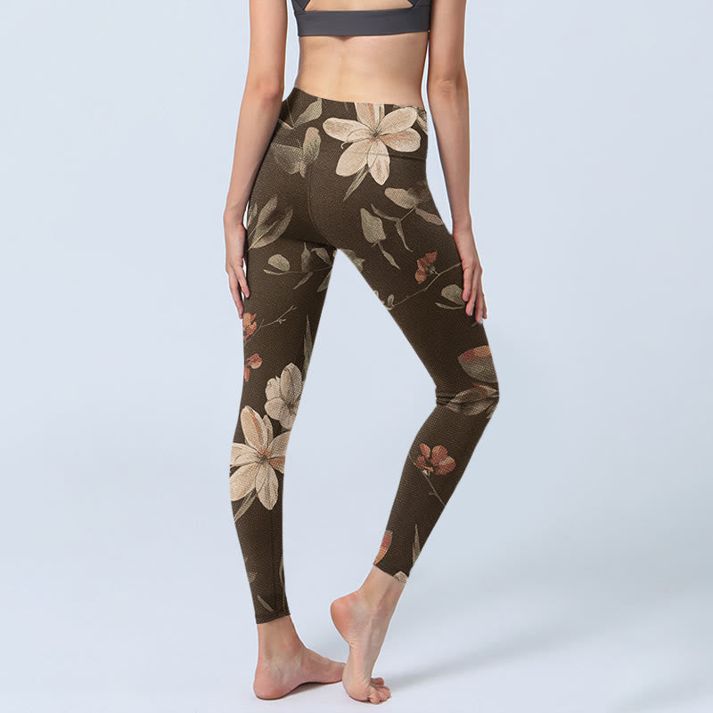 Leggings da palestra fitness con stampa di fiori bianchi viola Buddha Stones , pantaloni da yoga da donna - image 11