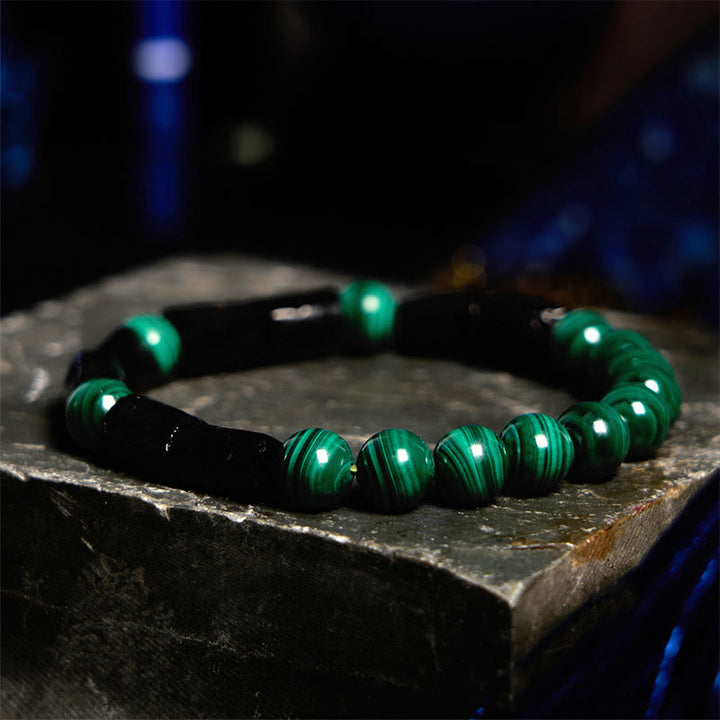Bracciale Buddha Stones Malachite Tormalina Nera Purezza