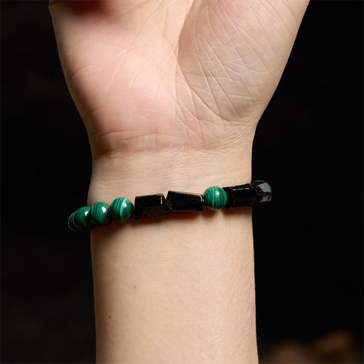 Bracciale Buddha Stones Malachite Tormalina Nera Purezza